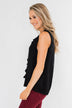 Always Had A Feeling Ruffled Tank Top- Black