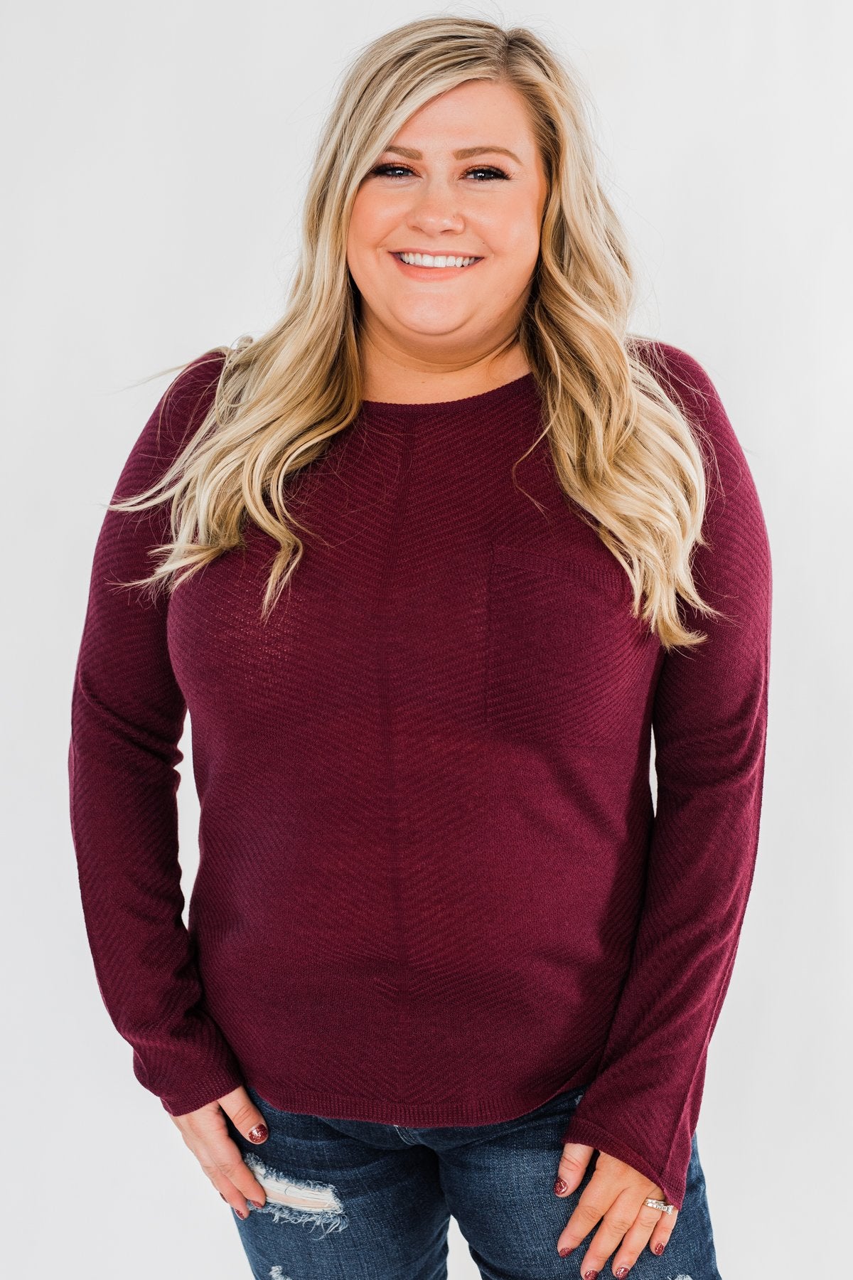 Spread The Love Knit Sweater- Burgundy