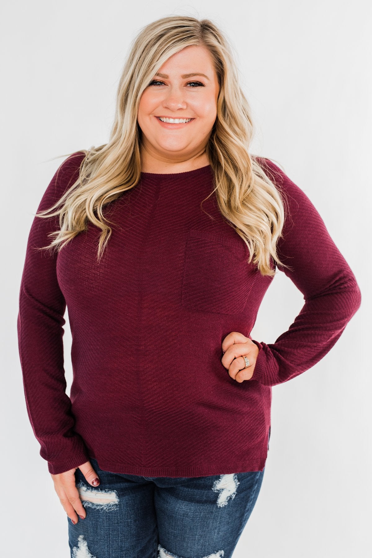 Spread The Love Knit Sweater- Burgundy