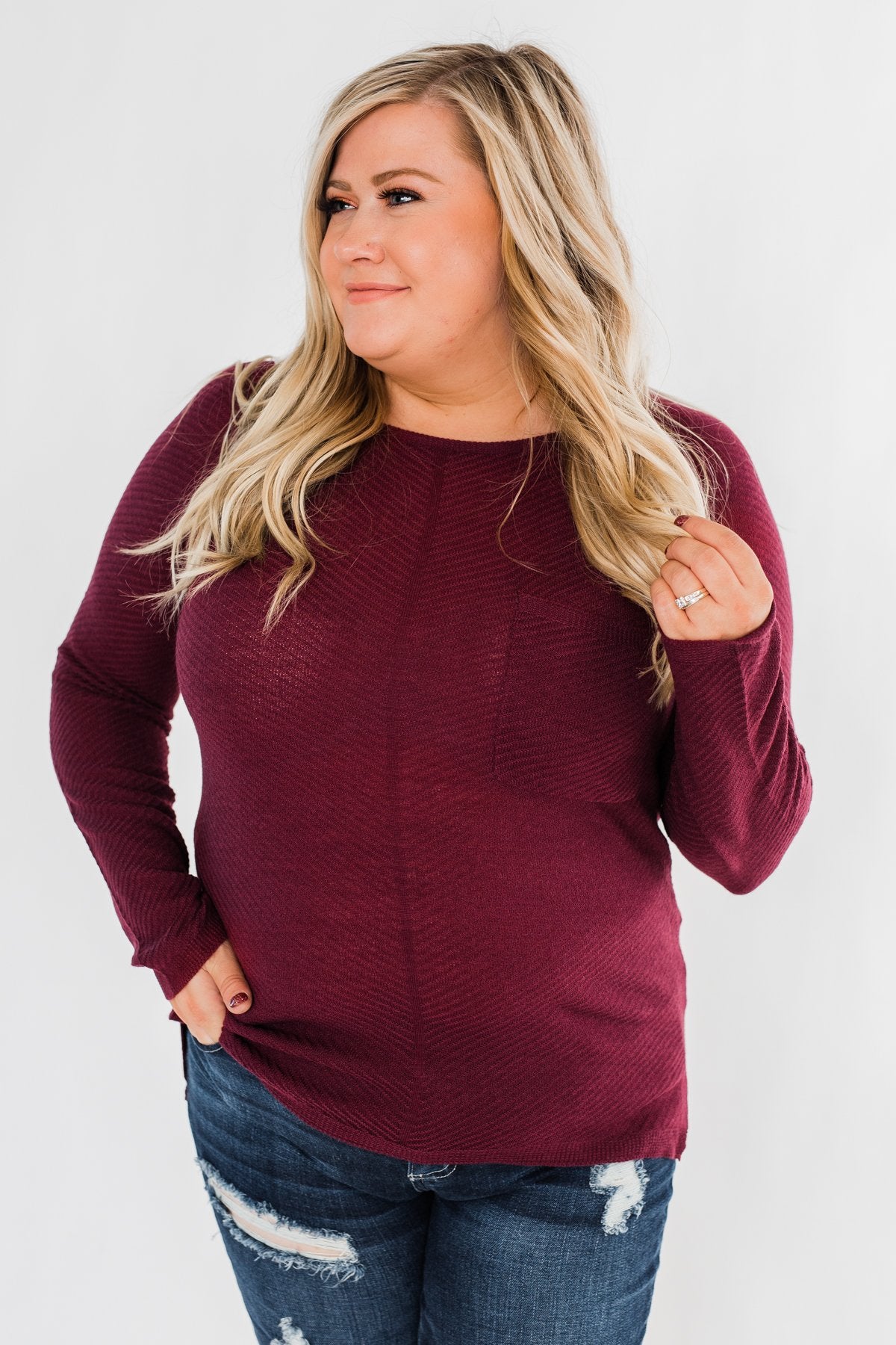 Spread The Love Knit Sweater- Burgundy