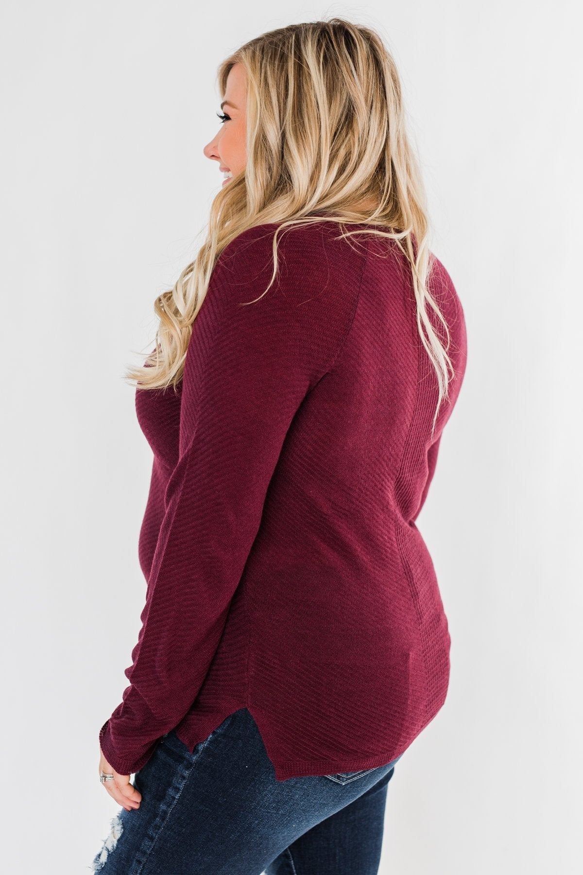 Spread The Love Knit Sweater- Burgundy