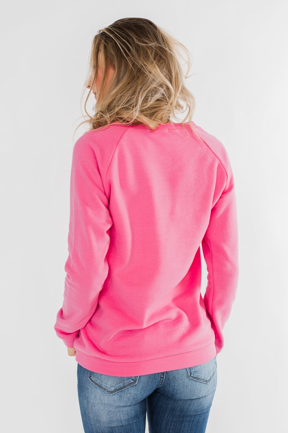 Pulse Exclusive Striped Floral Pullover- Pink & Navy