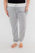 Cozy Striped Joggers- Heather Grey & Ivory