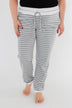Cozy Striped Joggers- Heather Grey & Ivory