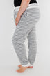 Cozy Striped Joggers- Heather Grey & Ivory