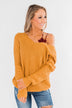 Xoxo Open Back Twist Sweater- Mustard