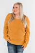 Xoxo Open Back Twist Sweater- Mustard