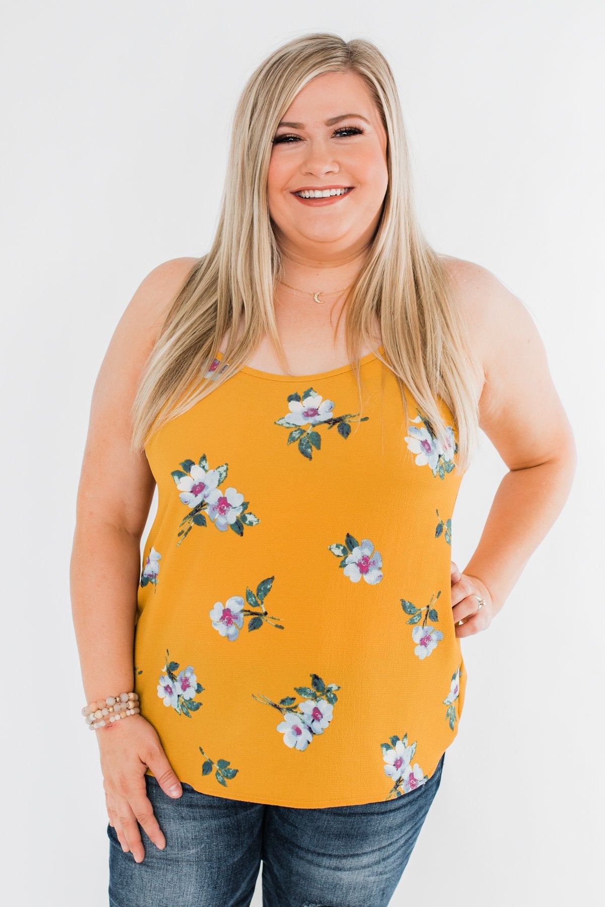 Sure as the Sun Floral Tank Top- Mustard
