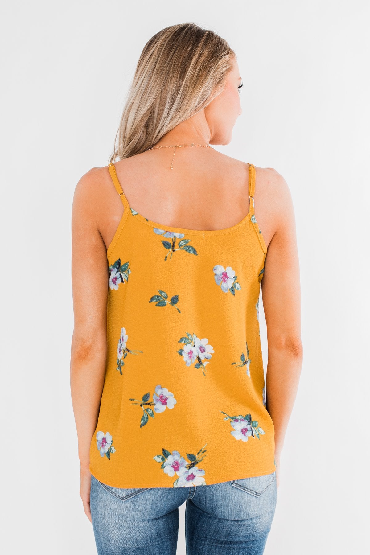 Sure as the Sun Floral Tank Top- Mustard