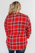 Hello Flannel Button Up Top- Red, Yellow, & Navy