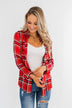 Hello Flannel Button Up Top- Red, Yellow, & Navy