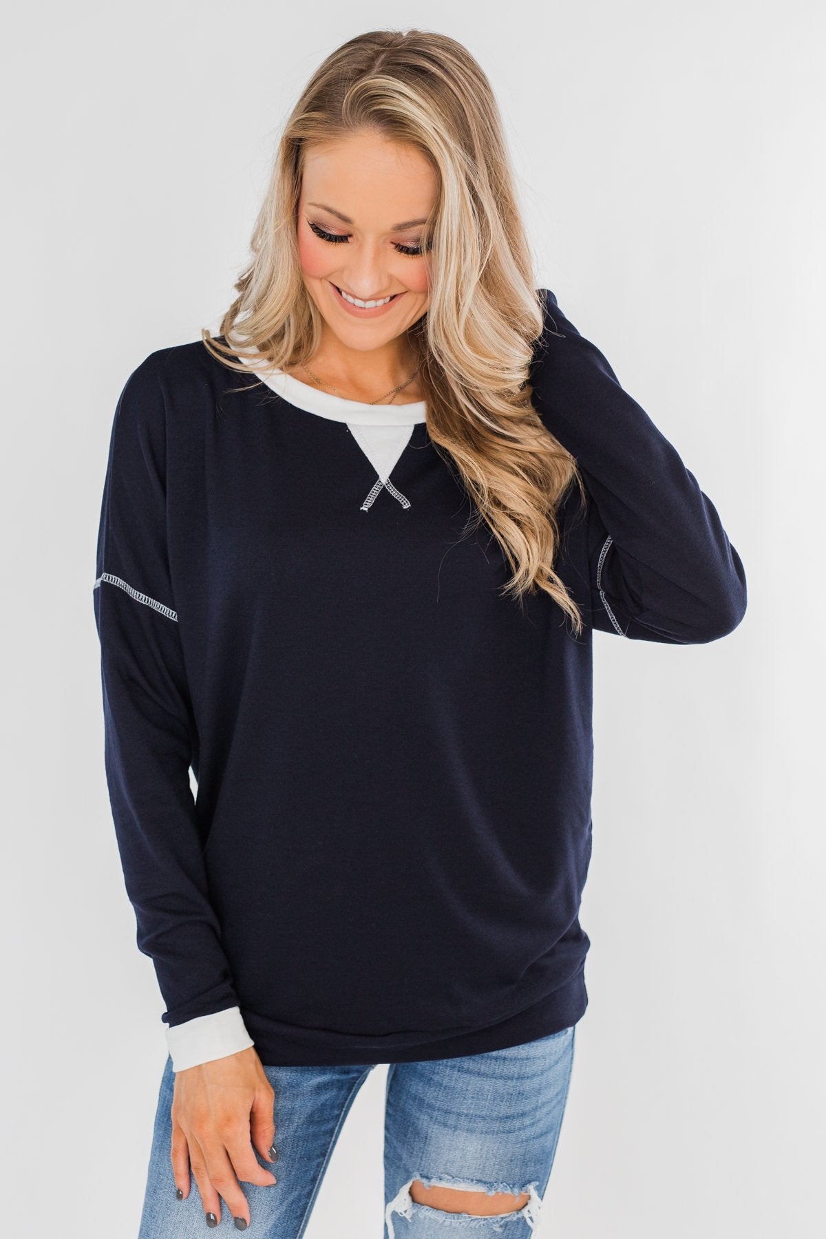 The Best Day Long Sleeve Top- Navy