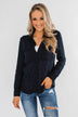 Perfect For Me Polka Dot Blouse- Navy