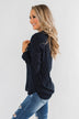 Perfect For Me Polka Dot Blouse- Navy
