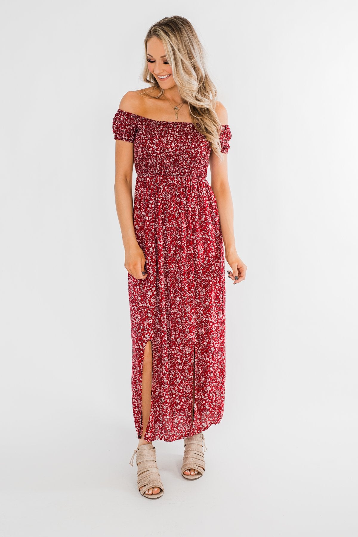 Beautiful Crazy Floral Dress- Red