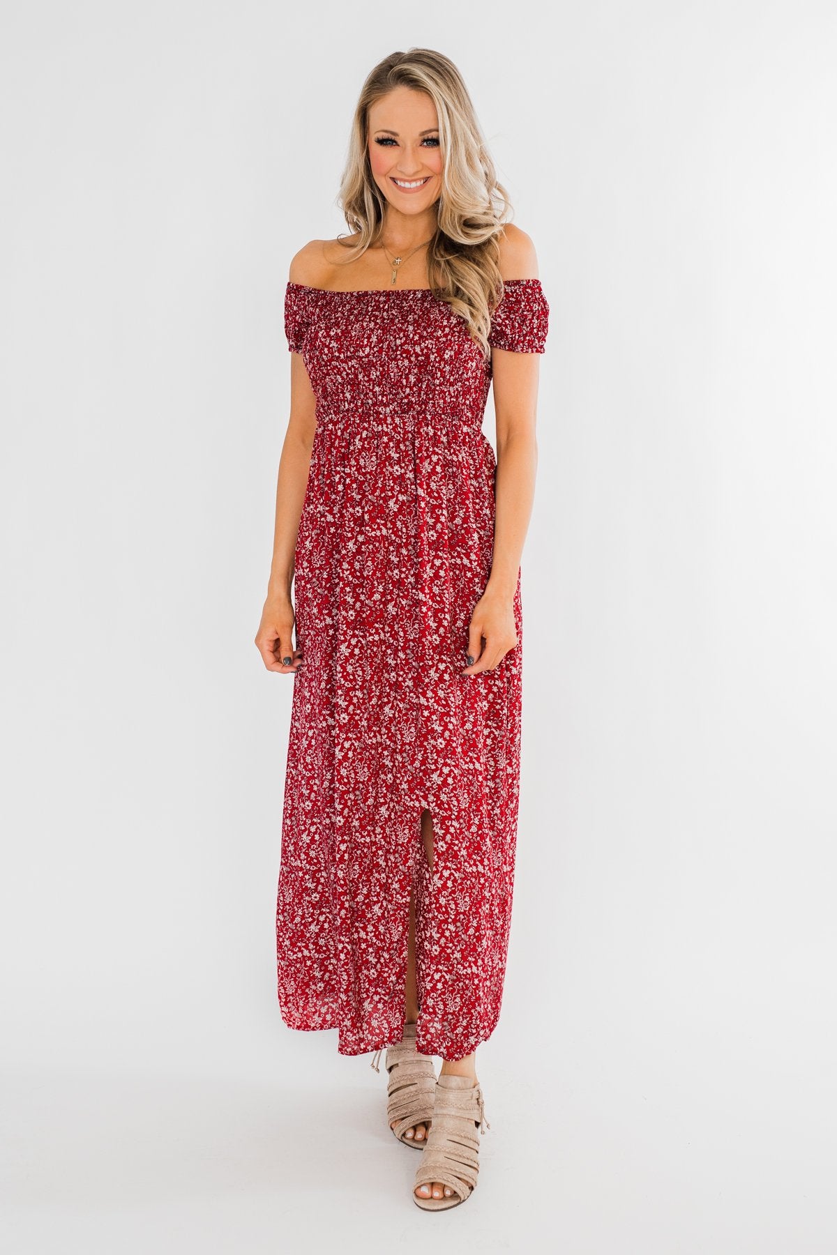 Beautiful Crazy Floral Dress- Red