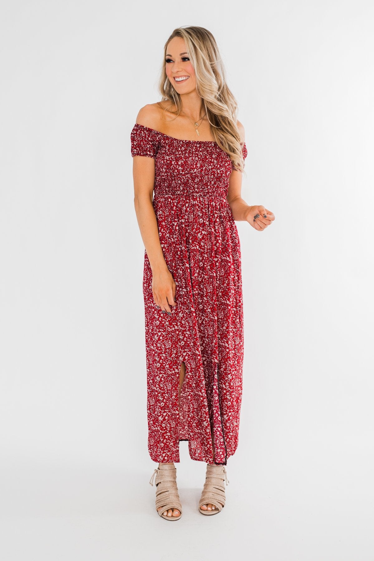Beautiful Crazy Floral Dress- Red