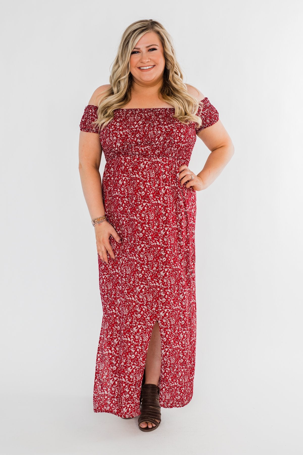 Beautiful Crazy Floral Dress- Red