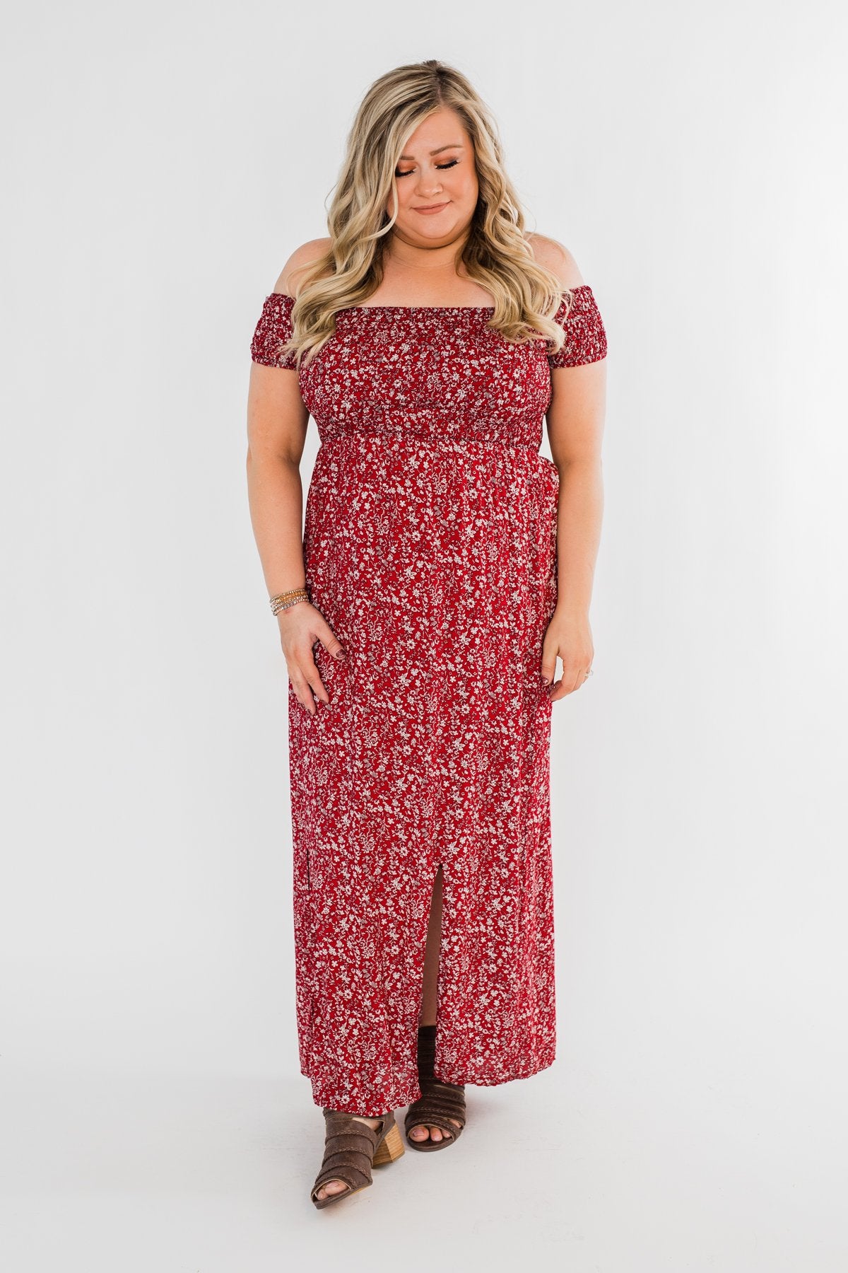 Beautiful Crazy Floral Dress- Red