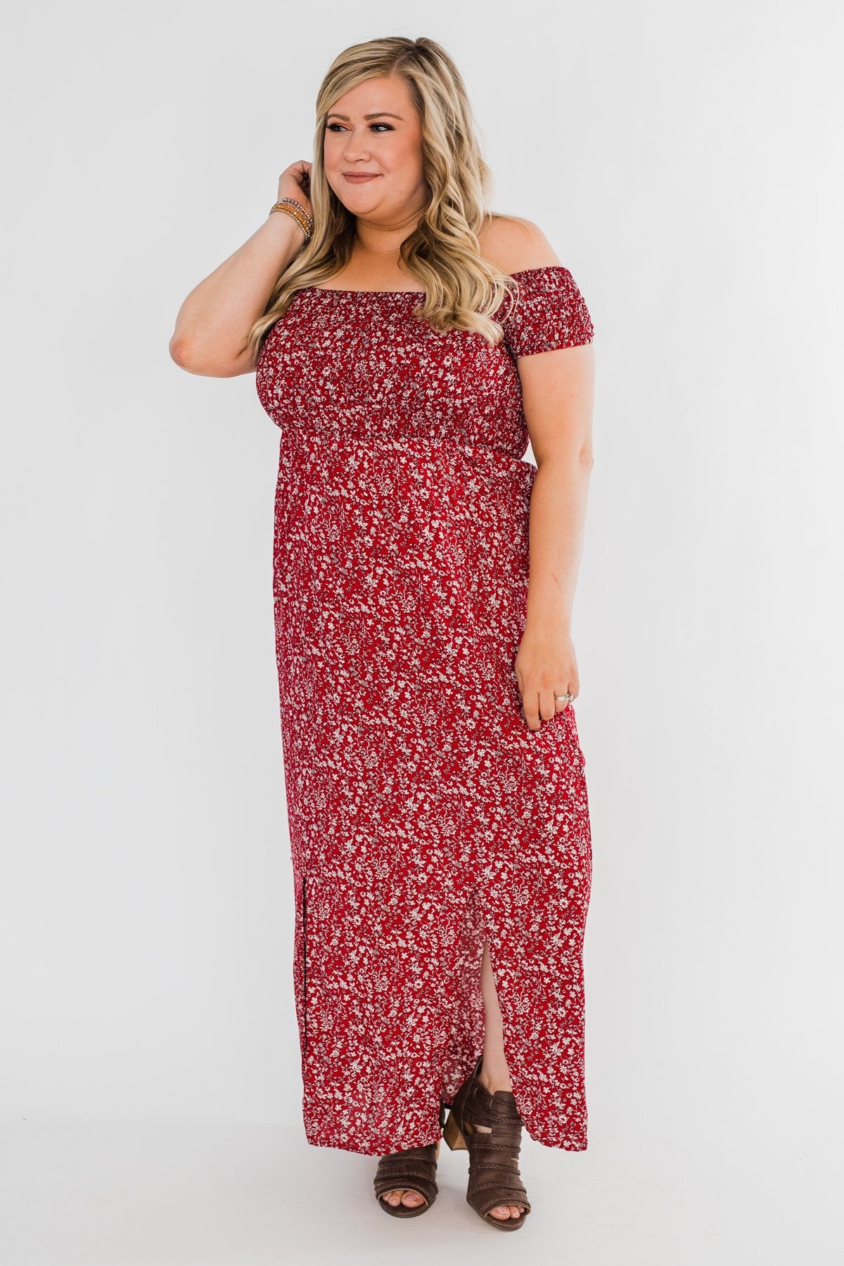Beautiful Crazy Floral Dress- Red