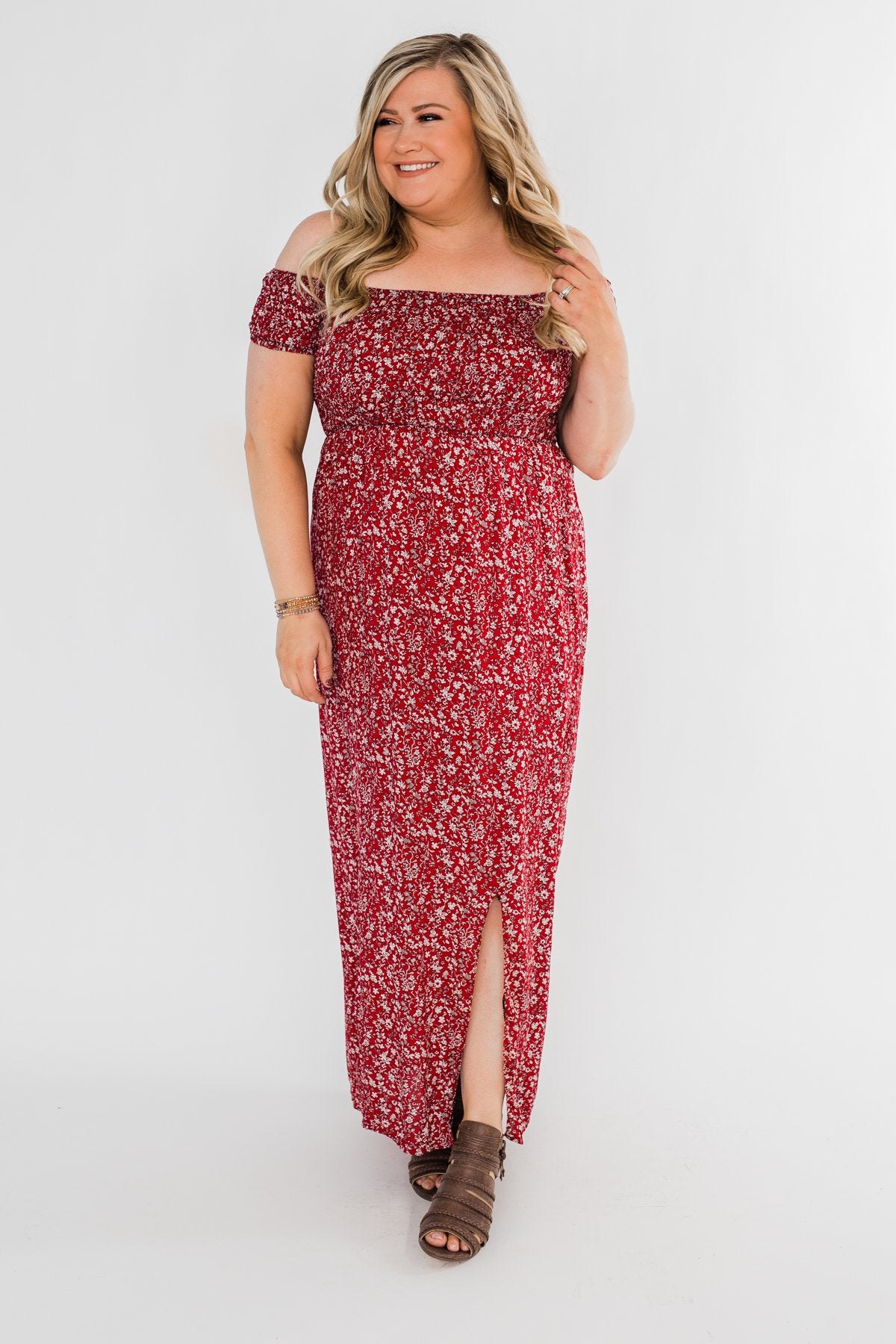 Beautiful Crazy Floral Dress- Red