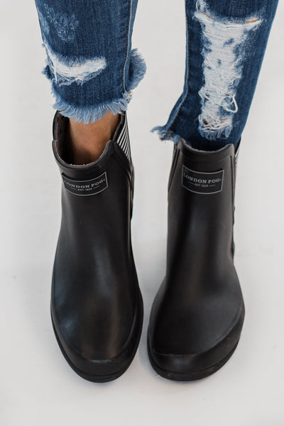 London Fog Piccadilly Rain Booties- Black – The Pulse Boutique
