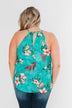 Tropical Crochet Halter Tank Top- Teal