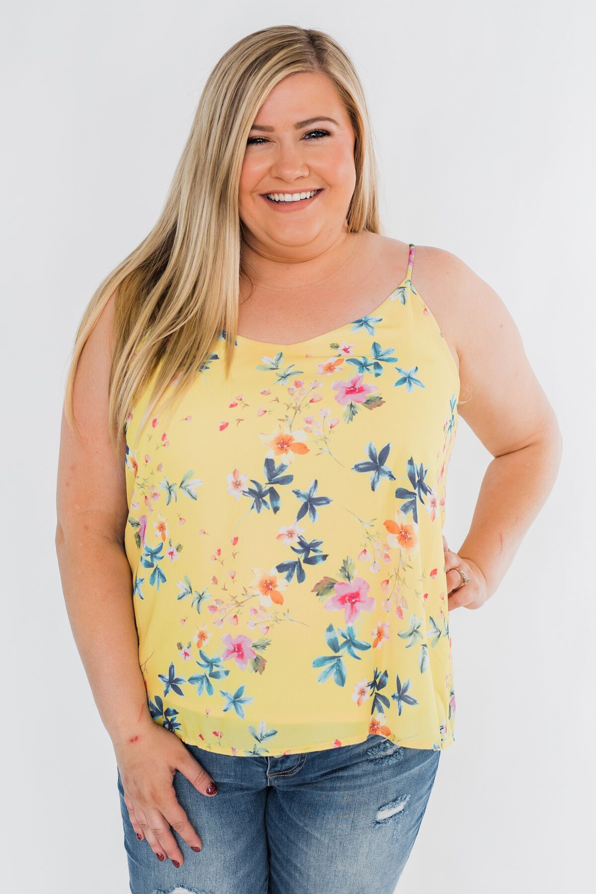 Bright and Beautiful Tank Top- Yellow & Pink