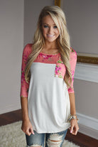 Spring Garden Floral Top ~ Coral