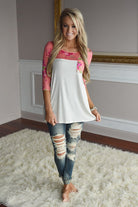 Spring Garden Floral Top ~ Coral