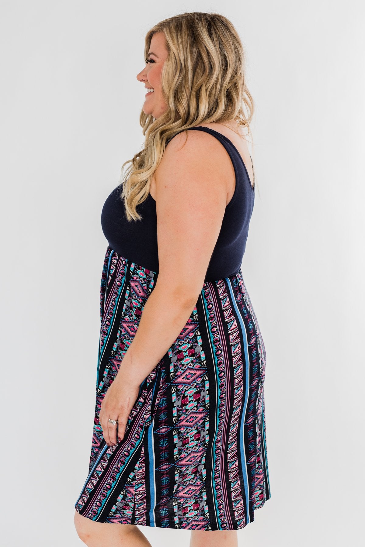 More Of You Aztec Dress- Navy