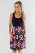 Looking For Fun Printed Dress- Navy