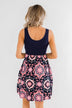 Looking For Fun Printed Dress- Navy
