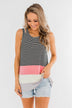 Double Strap Color Block Tank Top- Multi-Colored