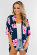 Forever With You Floral Kimono- Navy