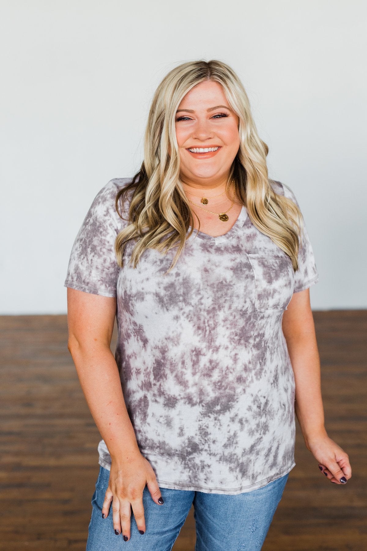 What Is Love V-Neck Tie Dye Top- Mocha