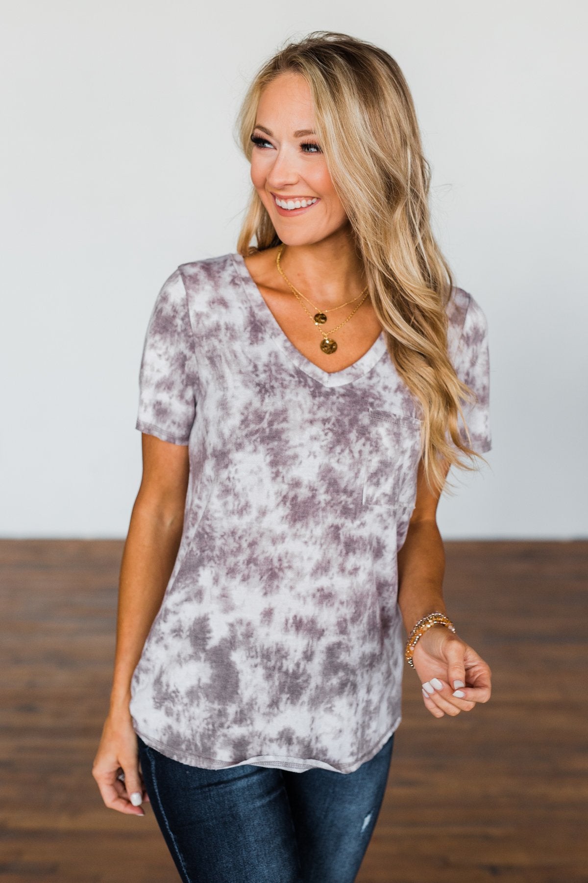 What Is Love V-Neck Tie Dye Top- Mocha