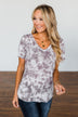 What Is Love V-Neck Tie Dye Top- Mocha