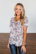 What Is Love V-Neck Tie Dye Top- Mocha