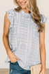 Classic Soul Patterned Blouse- Ivory & Blue