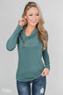 Give Me Time Zipper Pullover Top - Dark Teal