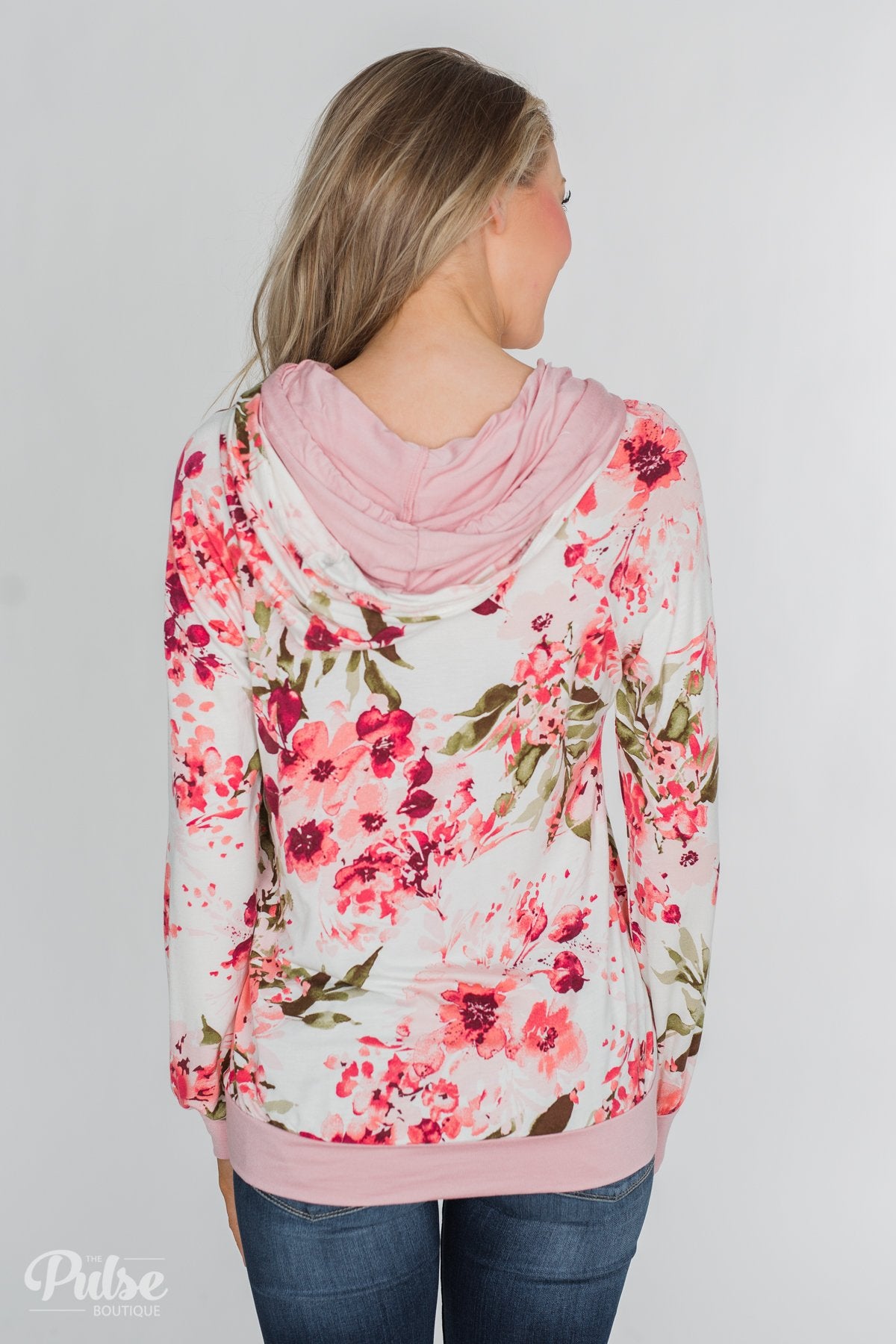 Floral Beauty Double Hood Top- Blush & Ivory