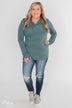 Give Me Time Zipper Pullover Top - Dark Teal