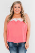 I Hold On Spaghetti Strap Tank Top- Coral