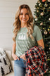 "Farm Fresh Christmas Trees" Graphic Tee- Sage