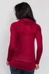 Charming Ways Cowl Neck Button Top- Red