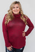 Charming Ways Cowl Neck Button Top- Red