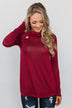 Charming Ways Cowl Neck Button Top- Red
