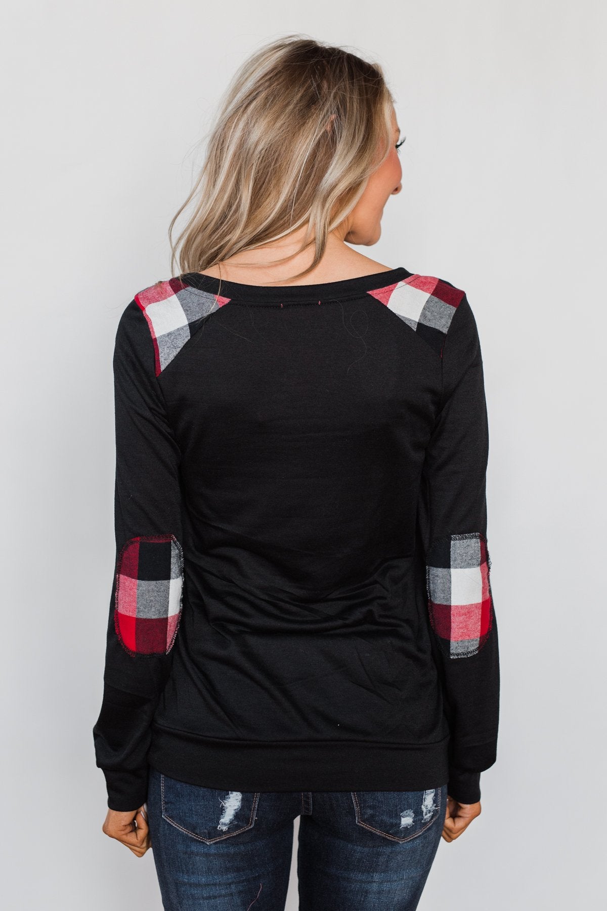 Tangled Up in Plaid Top- Black