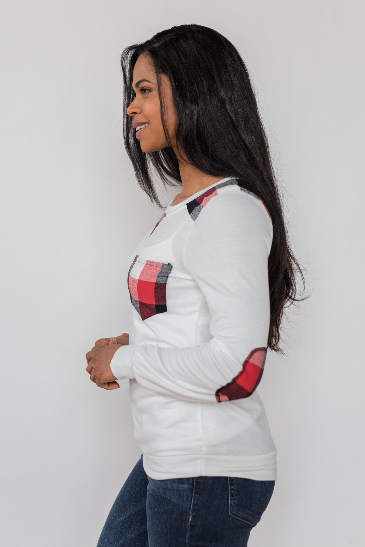 Tangled Up in Plaid Top- Ivory